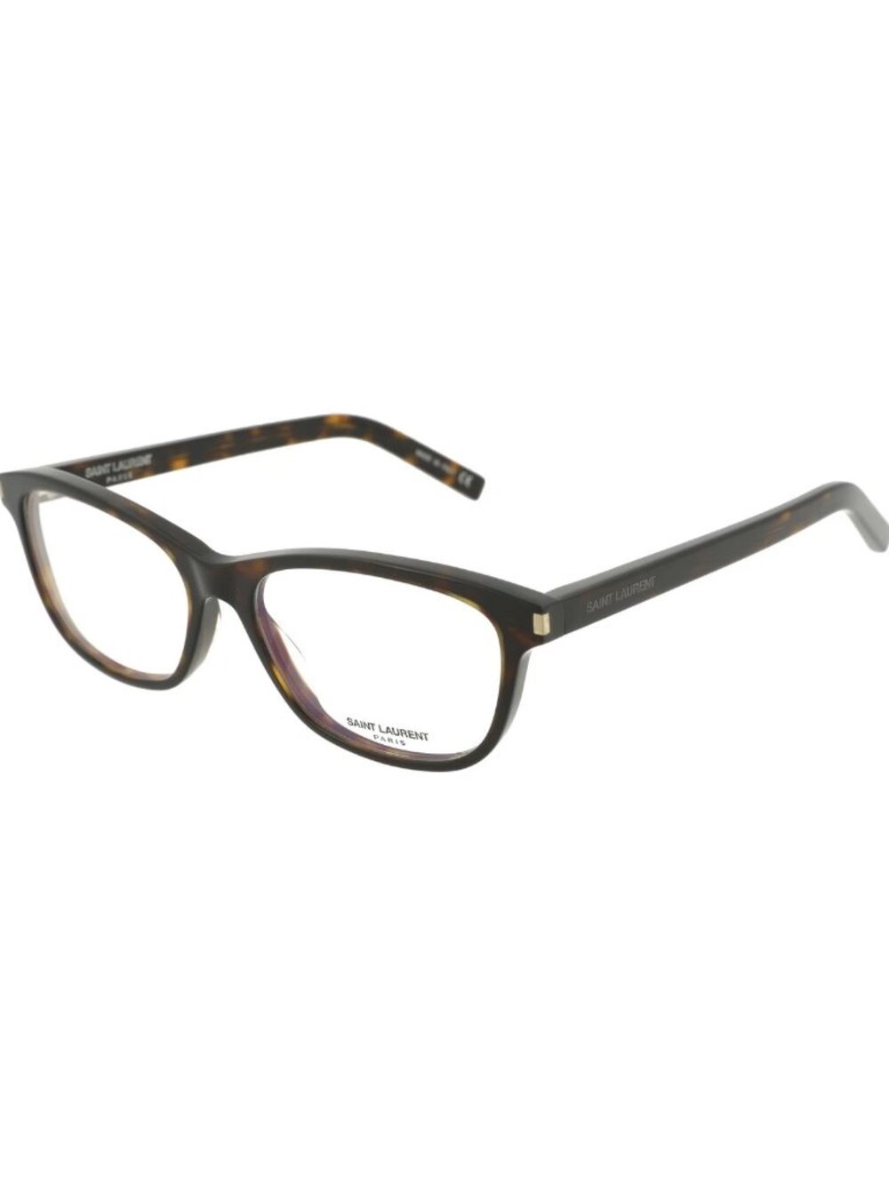 New Saint Laurent Women's Eyeglasses Square Rectangle Shiny Olive Havana Eyewea